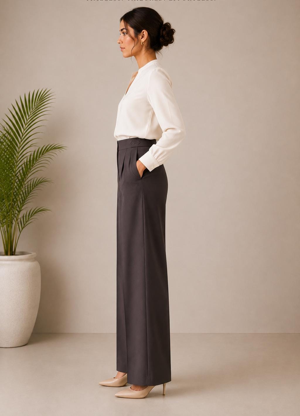 Women's Tailored Straight-Leg Trousers – Charcoal Grey